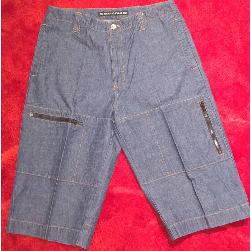 Vintage 90's DKNY Long Loose Denim Shorts Sz 32
